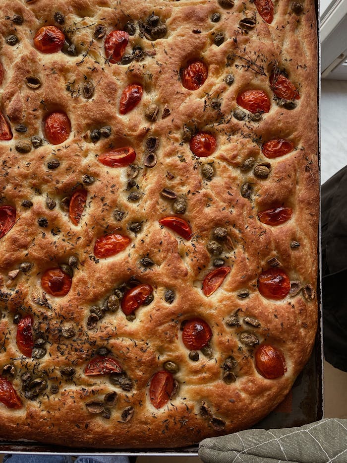 Focaccia with Cherry Tomatoes and Olives